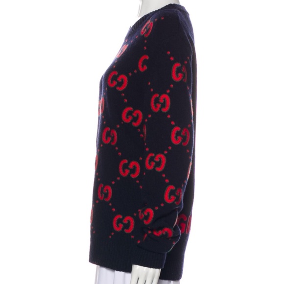100% AUTHENTIC GUCCI GG & BAT EMBROIDERED GUCCIANIMALIUM SWEATER SIZE: L - Picture 3 of 6